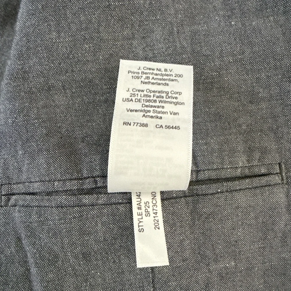 J.Crew Ludlow Baird McNutt Irish Linen Sport Coat 38R Blue Blazer Unstructured